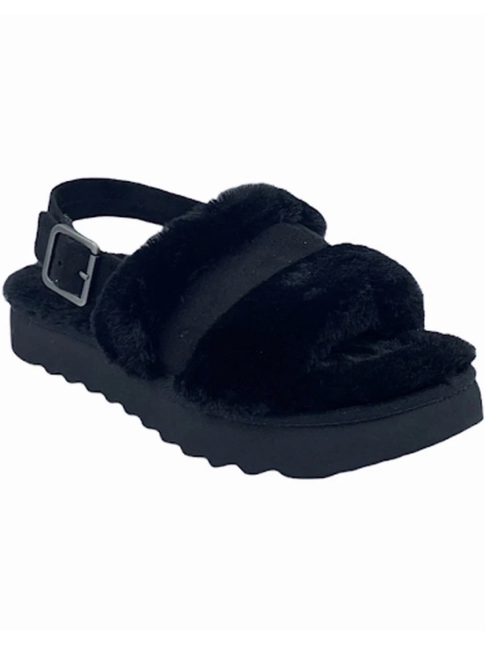 Koolaburra by UGG Fuzz’d Out Black Fuzzy Slingback Sandal size 10 NEW